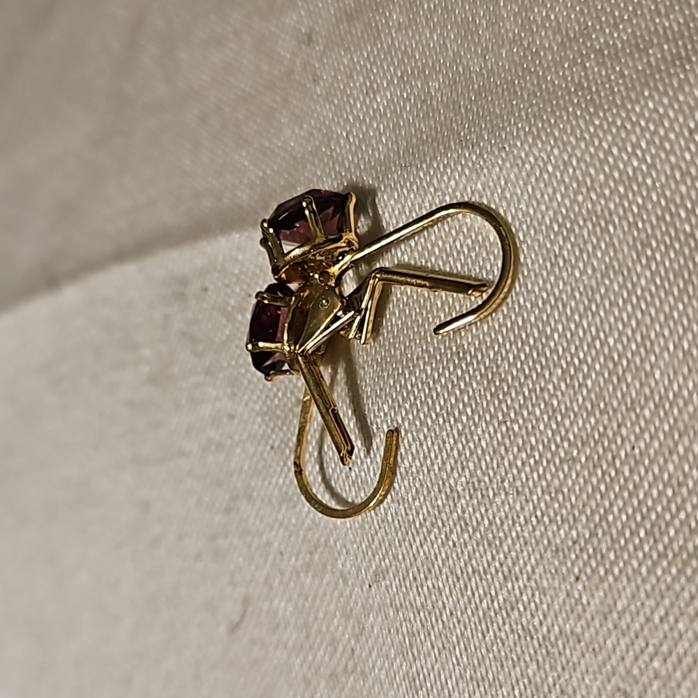 Gold-tone Lavender Rhinestone Dangle Earrings - Picture 5 of 7
